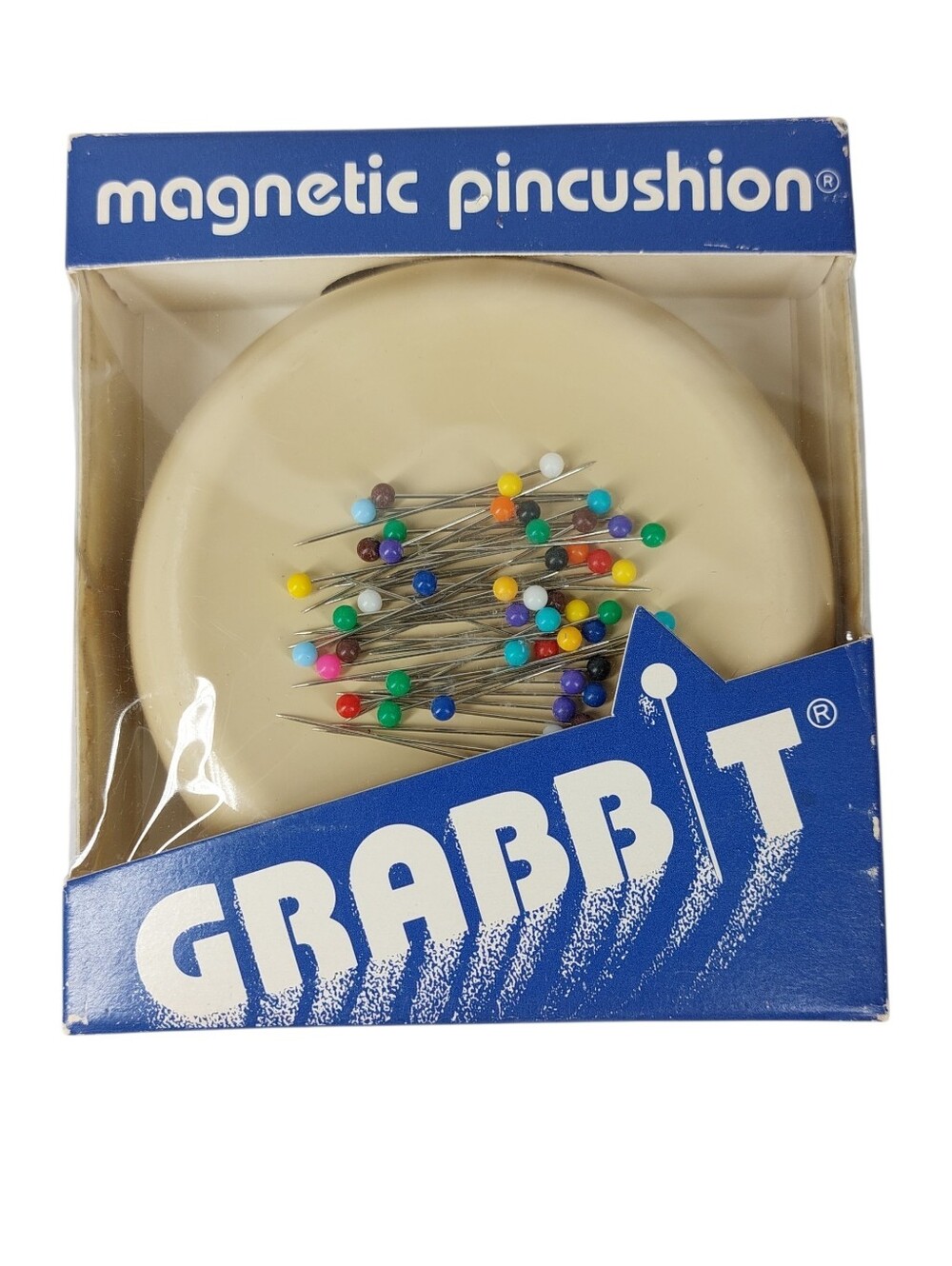 Vintage Grabbit Magnetic Pincushion  USA 1980 Beige NOS